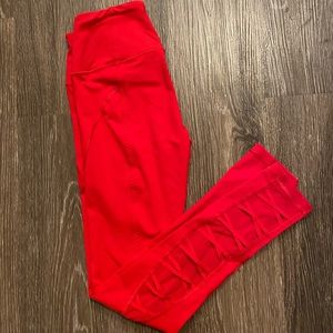 Red exercise leggings